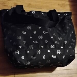 PINK Victoria's Secret Black and Silver Tote